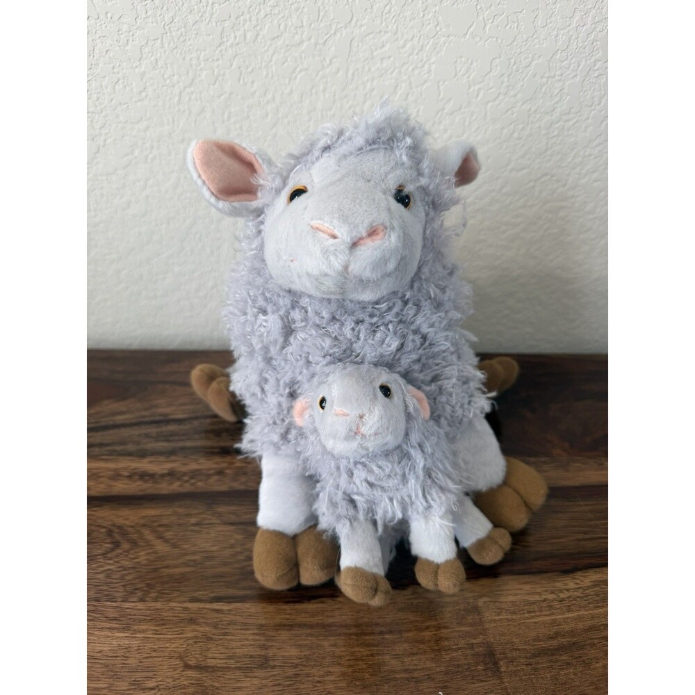Kohls Cares Sheep with Baby Lamb plush stuffed animal toy gray shaggy fuzzy
